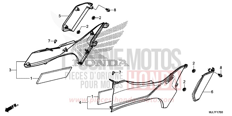 SEITENBLECH von Integra 750 MAT PEARL GLARE WHITE (NHB54) von 2014